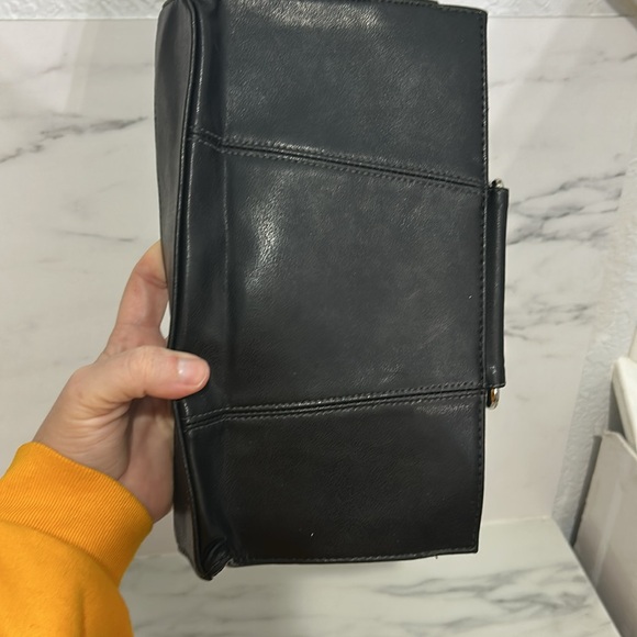 Handbag Clutch Purse Bag Metal Handle Rectangle Giannini Black zipper top - Picture 14 of 17